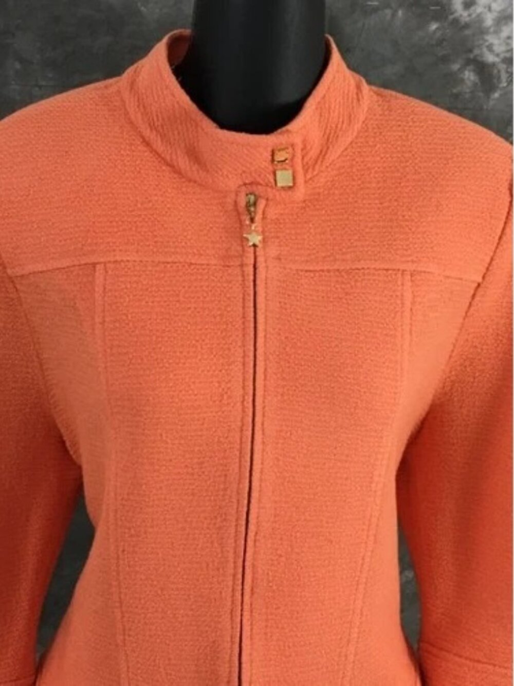 BEAUTIFUL St John collection knit orange jacket skirt suit size 8 - Picture 4 of 9